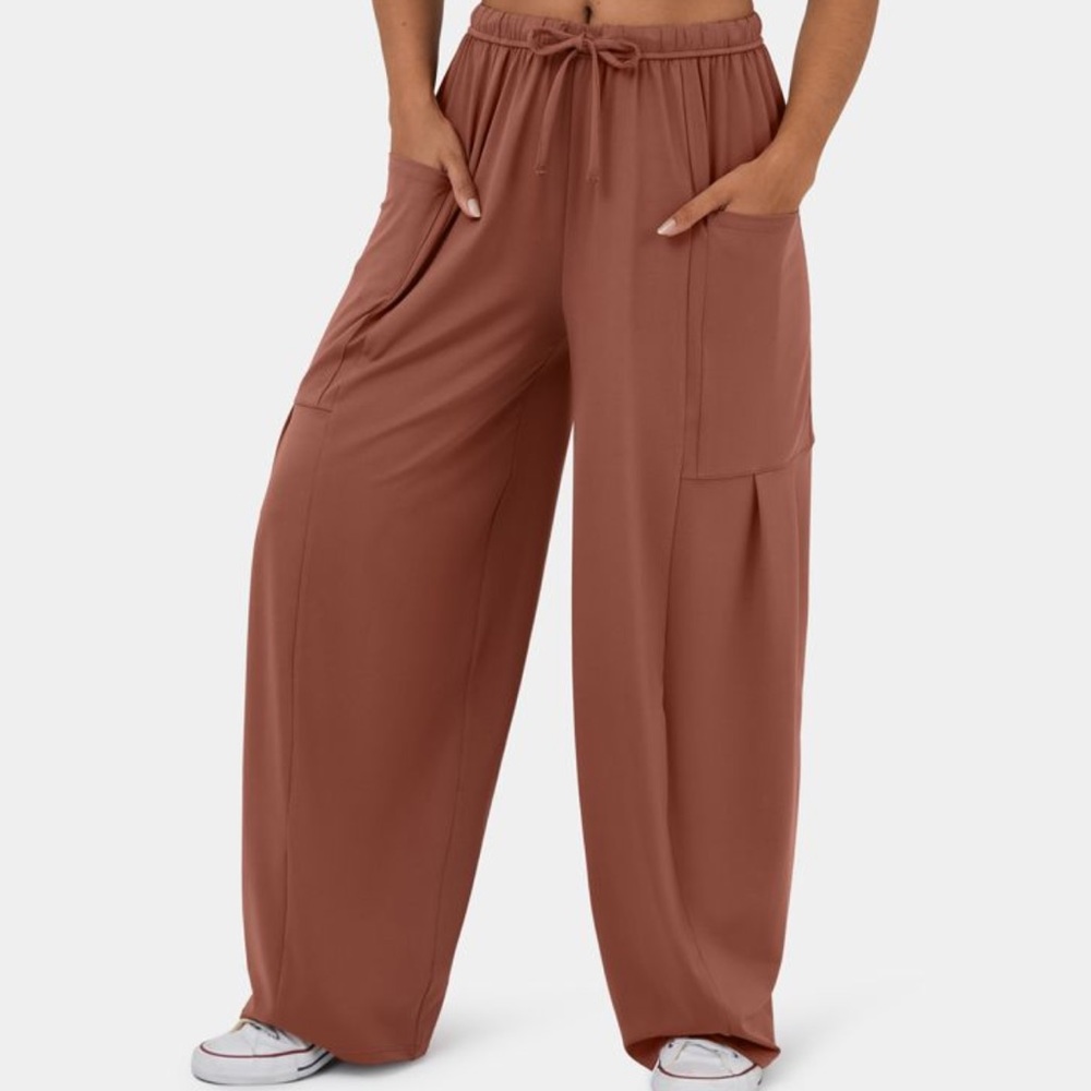 Halara Drawstring  side pockets wide leg plazzo pant size Medium New!